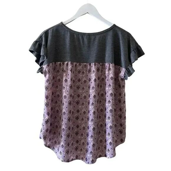 Xhilaration Color Black Purple Gray Fluttery Cap Sleeves Lightweight SZ M # 1388 - Picture 5 of 11